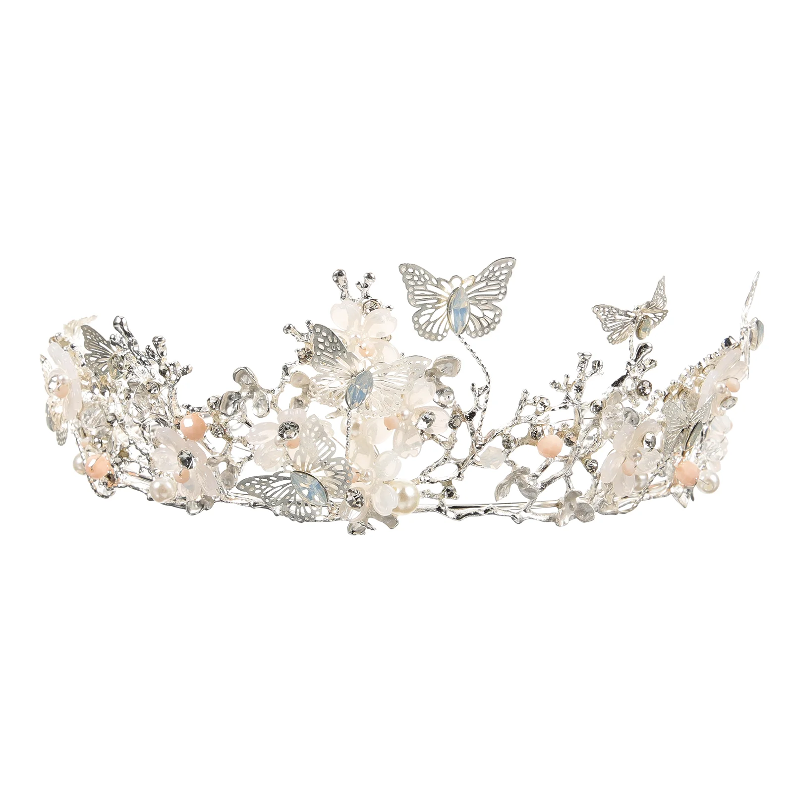 

Бабочка цветок головная повязка невесты головные уборы Свадебные стразы женские сплав элегантная Корона Свадебная Тиара головной убор