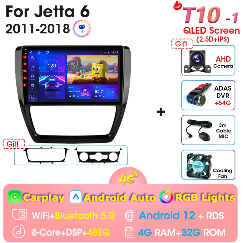 

Автомагнитола 2 Din для Volkswagen VW Sagitar Jetta 6 Bora 2011 - 2018 Android 12 мультимедийный видеоплеер GPS Carplay Авто 4G стерео