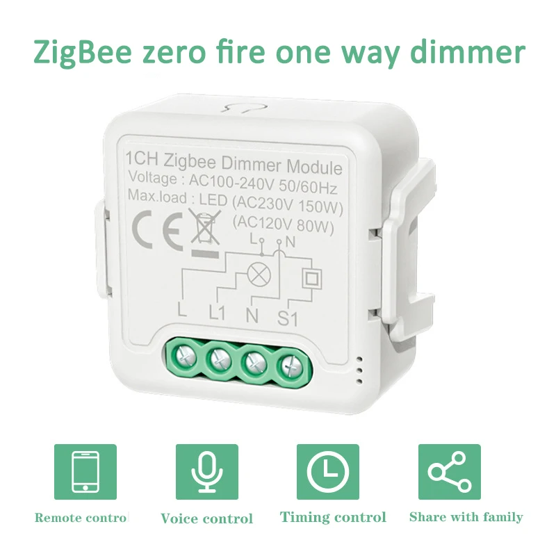 

Tuya ZigBee Wifi Dimmer Switch Module 10A Smart Home Breaker 1 2 Gang Supports 2 Way Control Works with Alexa Home