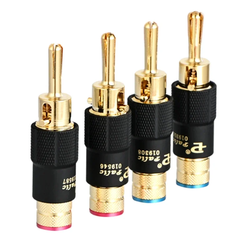 4 шт. штекер типа банан медь позолоченный самоблокирующийся без пайки Hi-Fi аудио