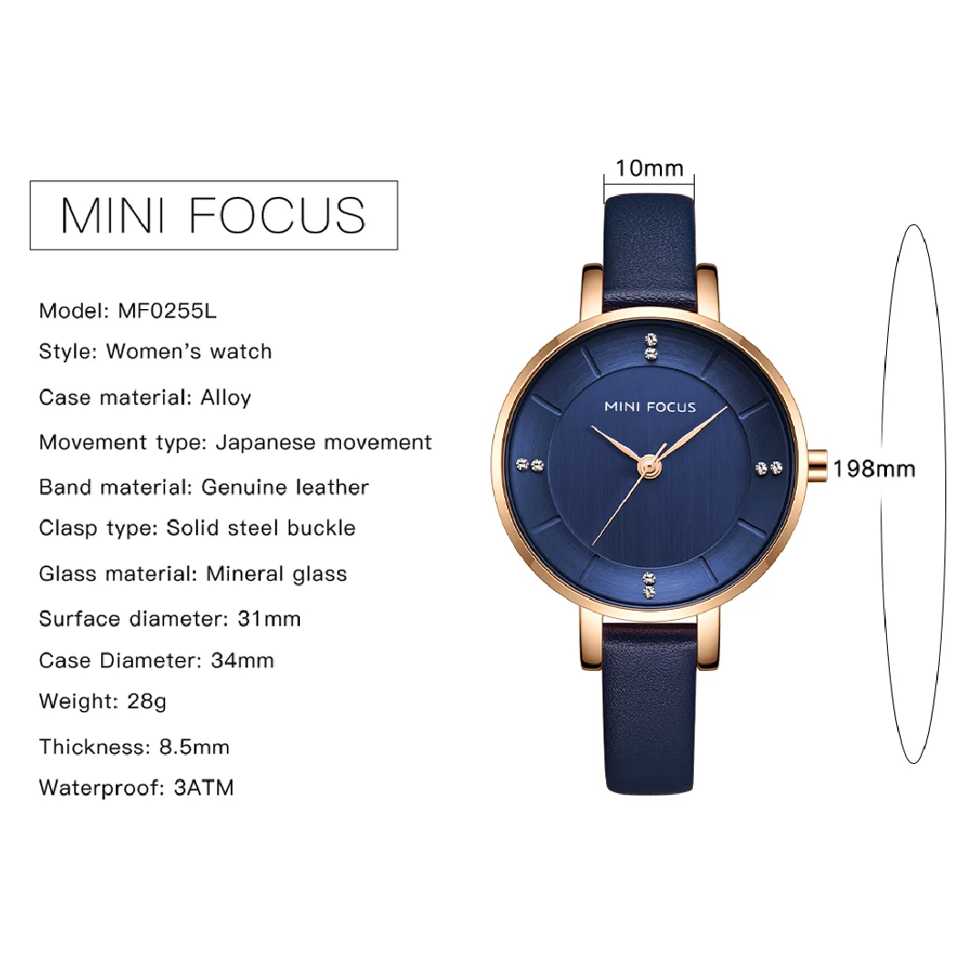 MINI FOCUS Women Casual Watches Luxury Leather Strap Quartz Watch Ladies Analog Creative Watch Top Brand Relogio Feminino Clock enlarge