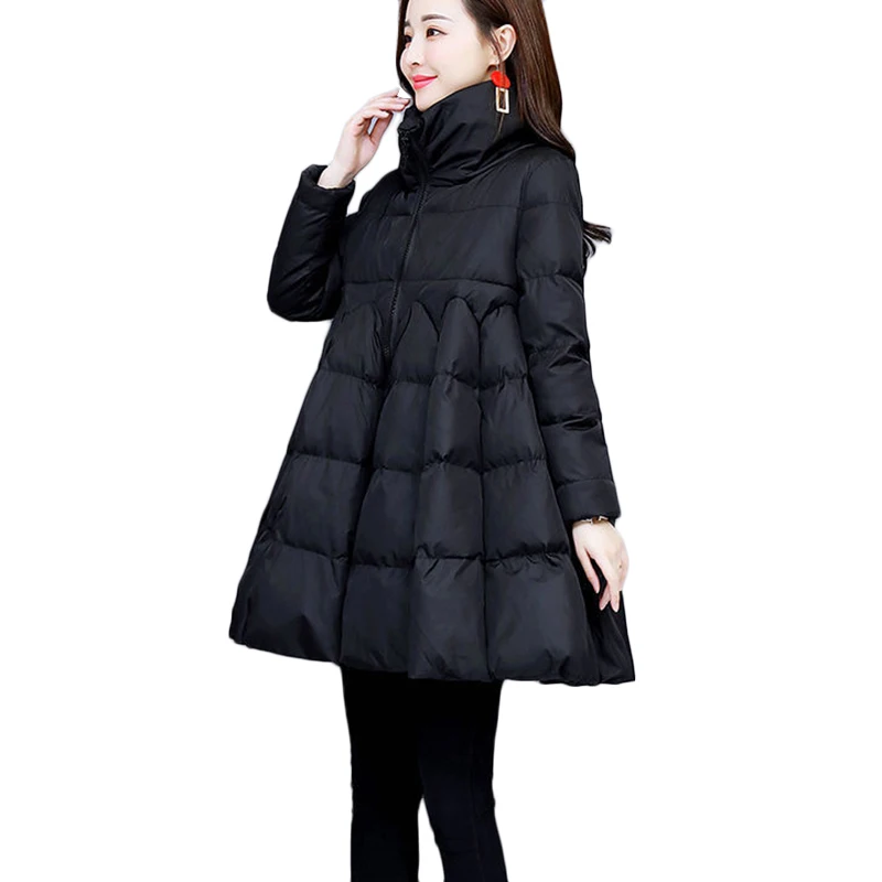 Winter New Fashion Down Cotton Jacket Cloak Padded Outerwear Thick Warm Quilted Jacket Women's Long Casual Parka Overcoat 3XL