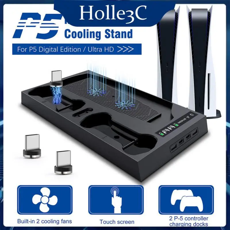 

Low Noise Fan Base Thin And Light Appearance 179x331x31mm 2 Controller Chargers Are Touch Silent Cooling Fans Ps5 Cooling Stand