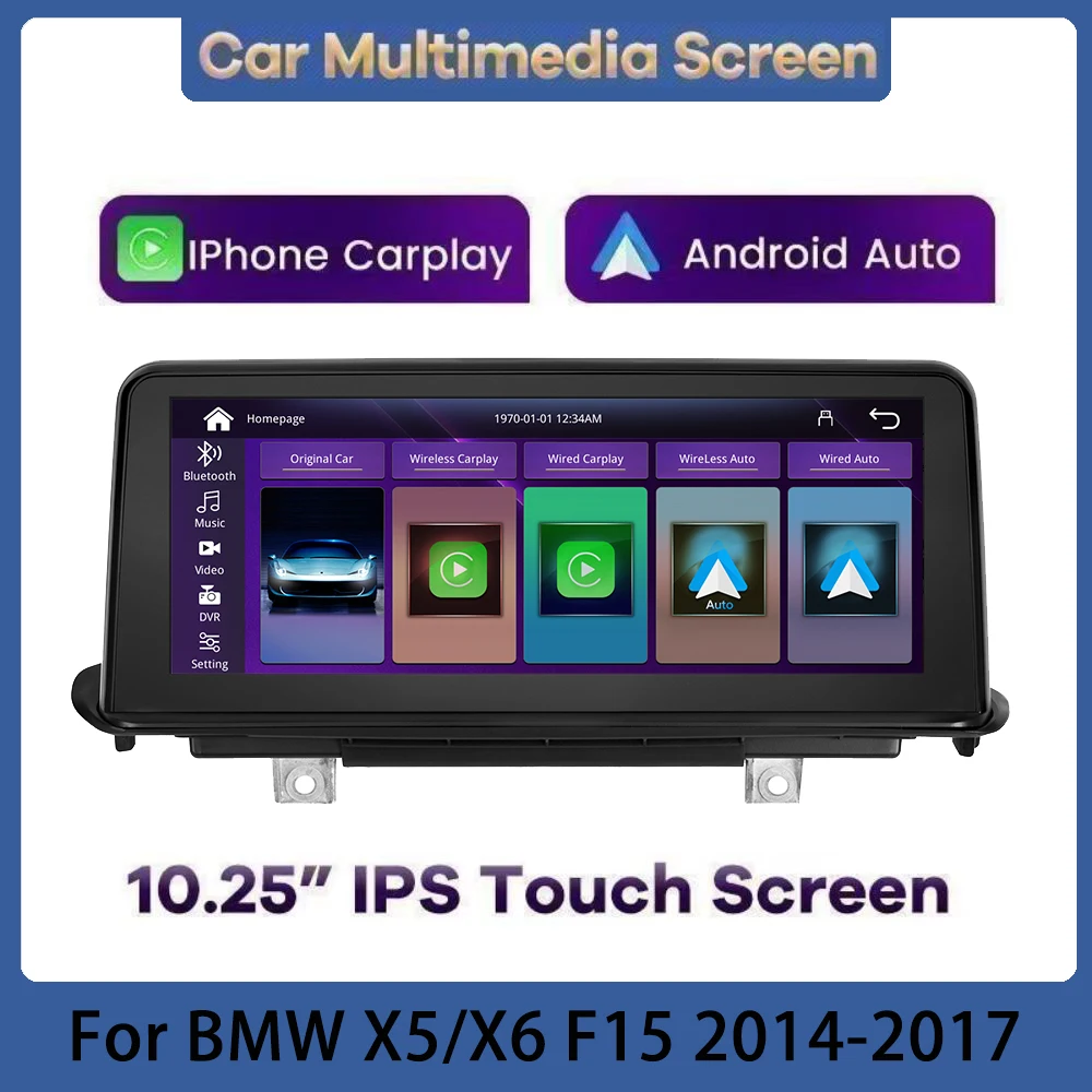 

Автомобильный радиоприемник для BMW X5/X6 F15, 10,25, 2DIN, беспроводной Автомобильный мультимедийный экран для Carplay, Android, GPS-навигация, стерео экран