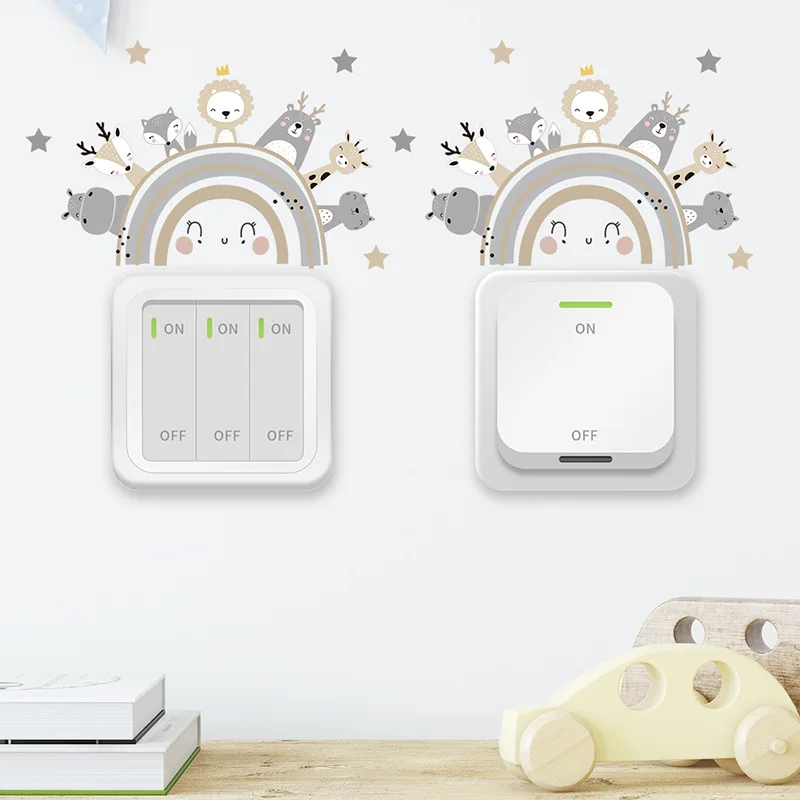 1 шт. Мультяшные животные переключатели наклейки для детской комнаты декор