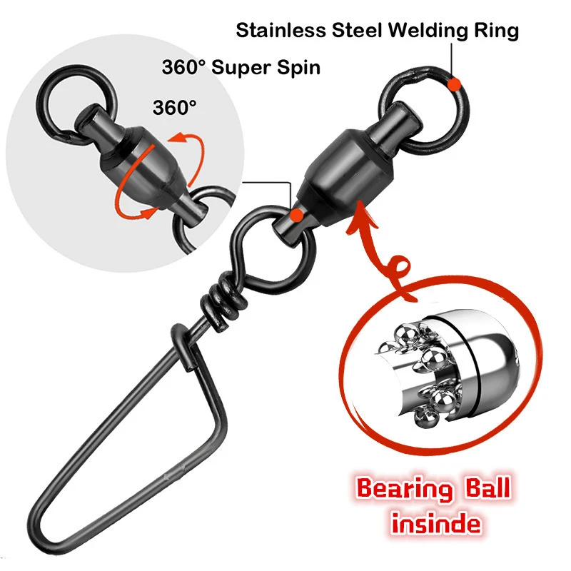 

10 шт. рыболовные снасти из нержавеющей стали, шарикоподшипник, рыболовные Вертлюги, защелкивающийся соединитель, вертлюги, защелки, аксессу...