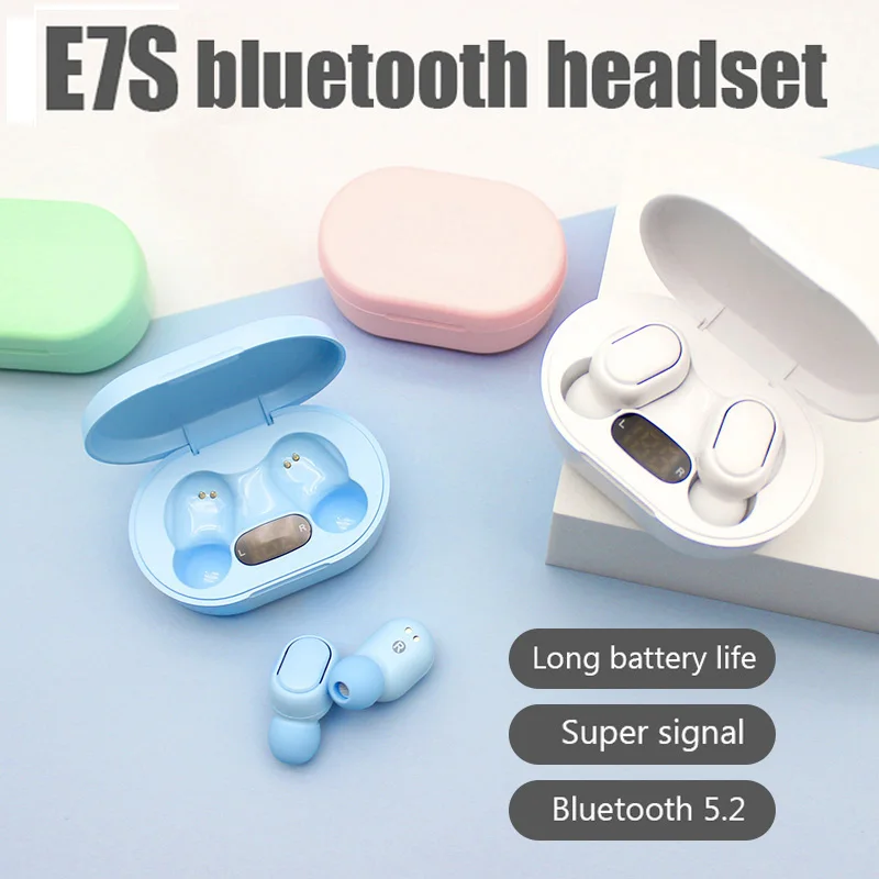 

New E7S TWS Air Fone Wireless Bluetooth headsets Stereo noise cancelling earbuds with charging box for Smartphones Xiaomi PK E6S