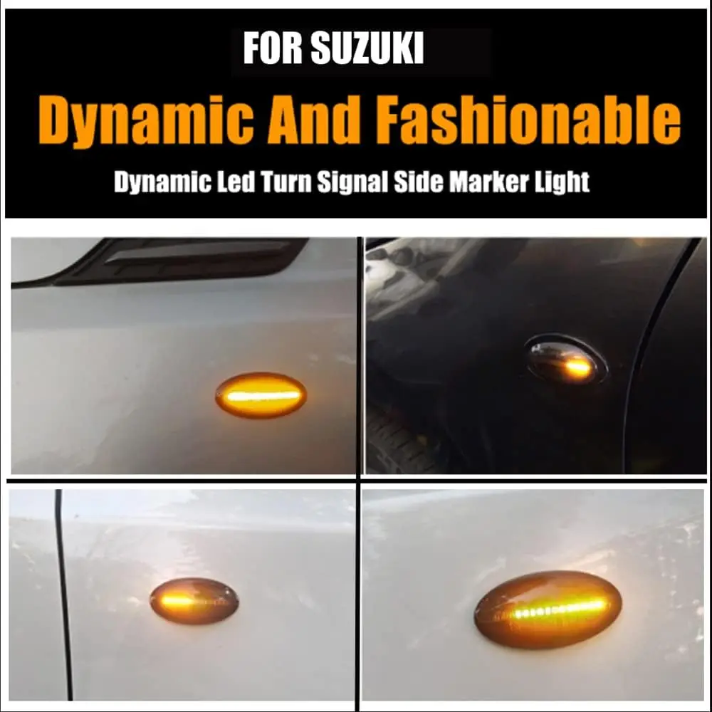 Фото 2 шт. для Suzuki Swift, Jimny, Vitara, SX4, Alto: светодиодные динамические боковые указатели поворота, последовательные мигающие огни, янтарные индикаторы №2