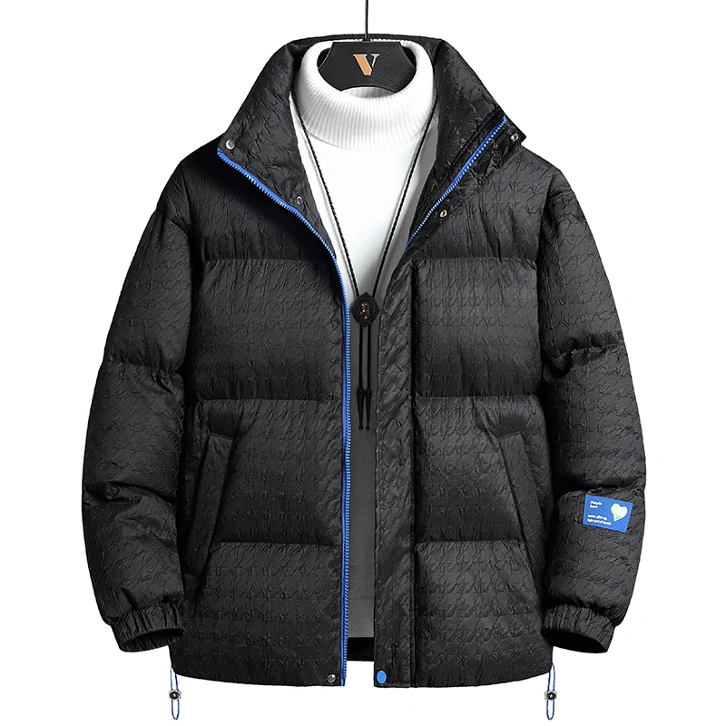 Men Padded Jacket 2022 Korean Desginer Oversized Thick Black Outwear Casual Fashion Warm Heavy Coat Winter Teenage Puffer Jacket