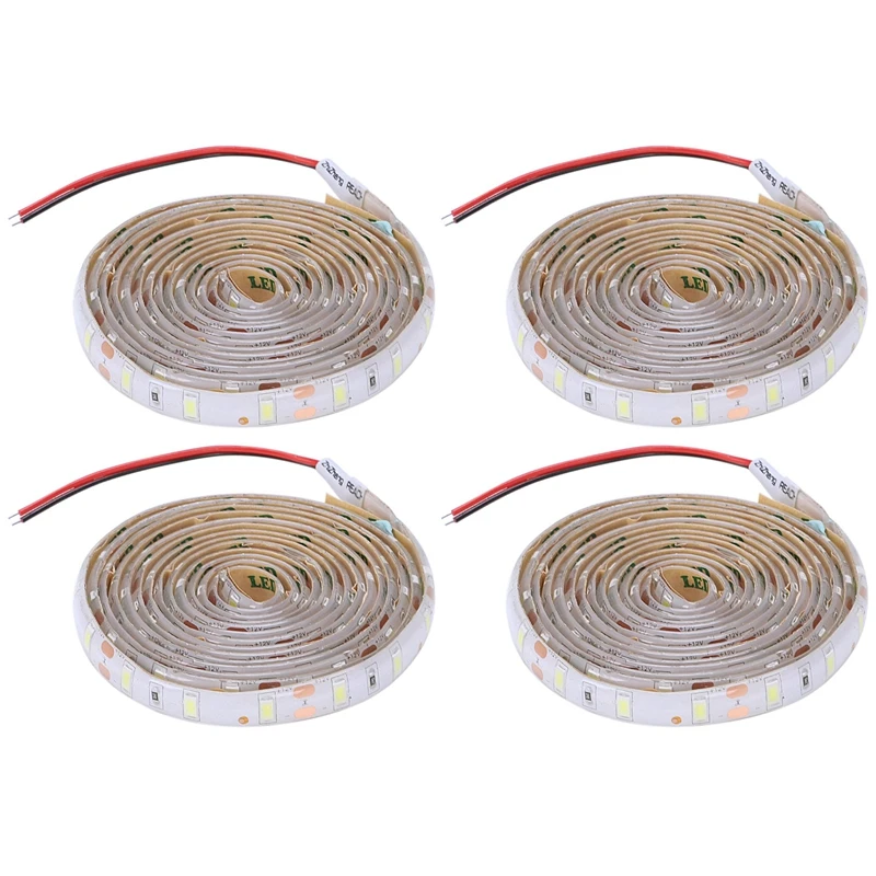 

4Pcs 2M Waterproof LED Ribbon 120-5630 SMD Strip Light Strip Garland Car / Bike Decoration DC 12V (White)