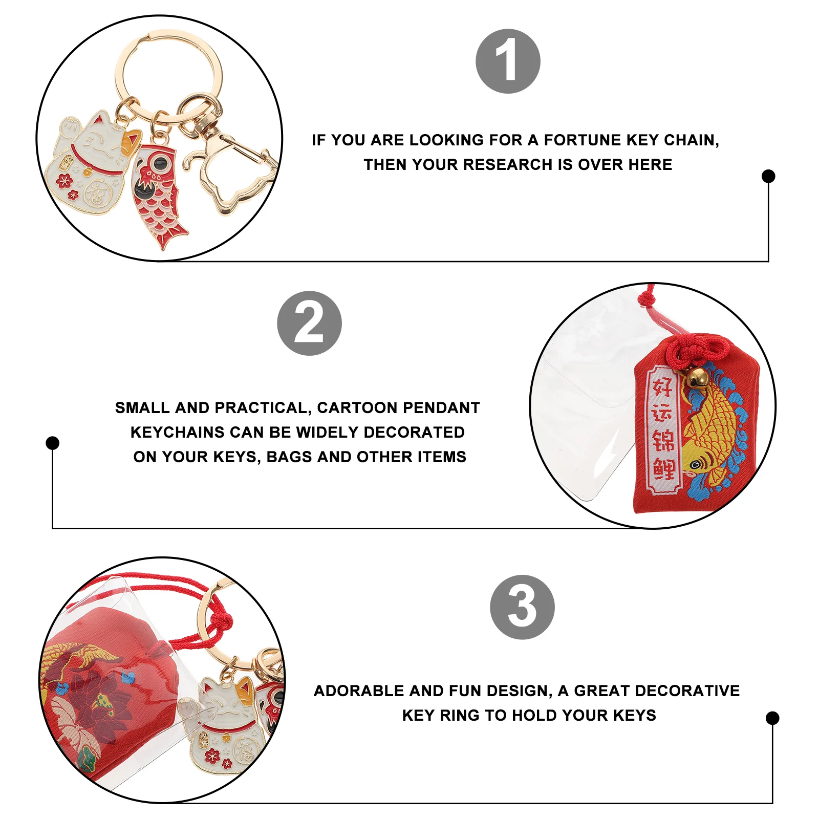 Blessing Keychain Omamori Charm Fade-resistant Fortune Japanese Accessories Luck Purse Ornament Cloth Metal Rock Stone