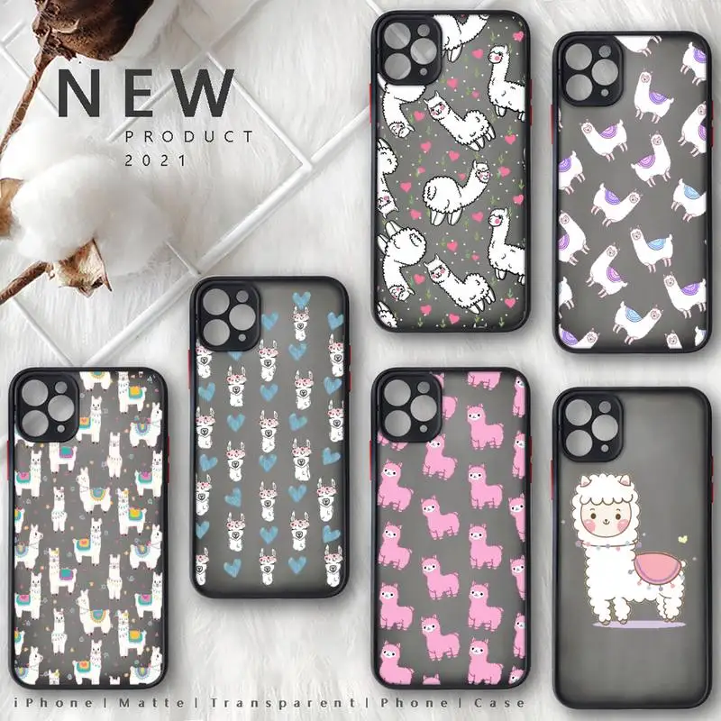 

Alpaca cute cartoon animal Phone Case matte transparent For iphone 14 11 12 13 plus mini x xs xr pro max cover