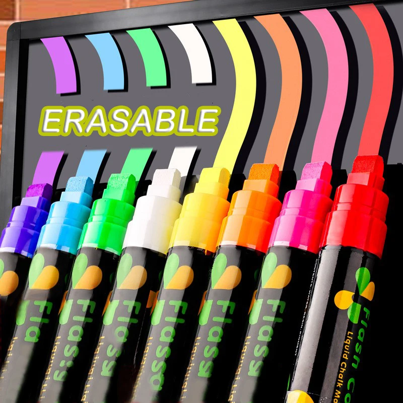 

8 Pcs/Set Highlighter Pen Fluorescent Colored Markers 6mm Erasable Chalk Marker for LED Advertising Kawaii Stationery
