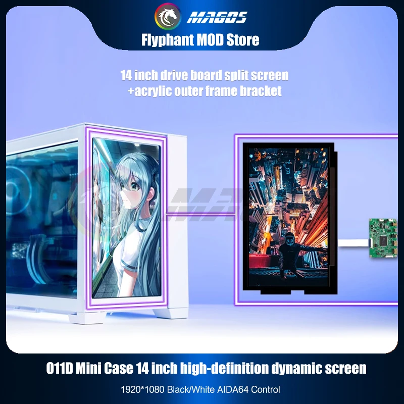 

O11D Mini Dynamic Display Screen Side Panel IPS Monitor 60Hz 1080P AIDA64 Monitoring Lian Li Case MOD Part