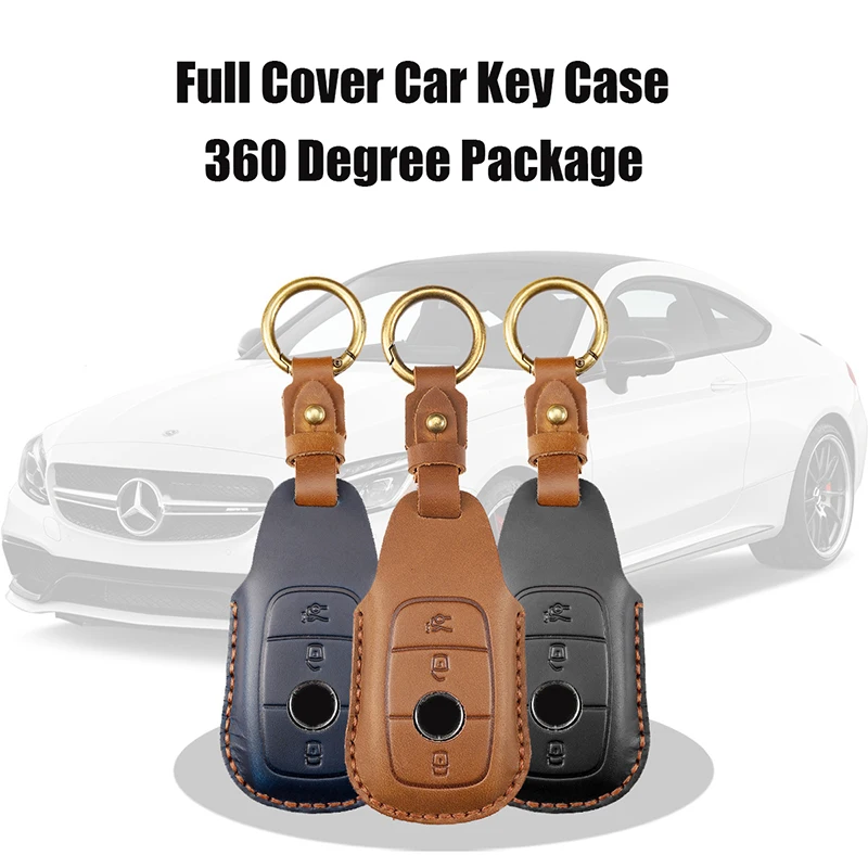 

Leather Car Key Case Cover Protection Shell For Mercedes Benz A C E S G Class GLC CLE CLA GLB GLS W177 W205 W213 W222 X167