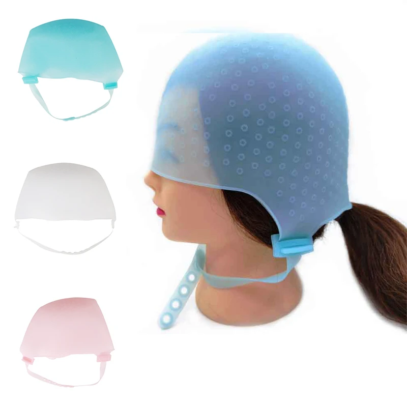 

Salon Dye Silicone Cap + Hook Silicone Hair Highlights Cap Needle Reusable Hair Coloring Cap Hair Dye Hat Hairstyling Tool