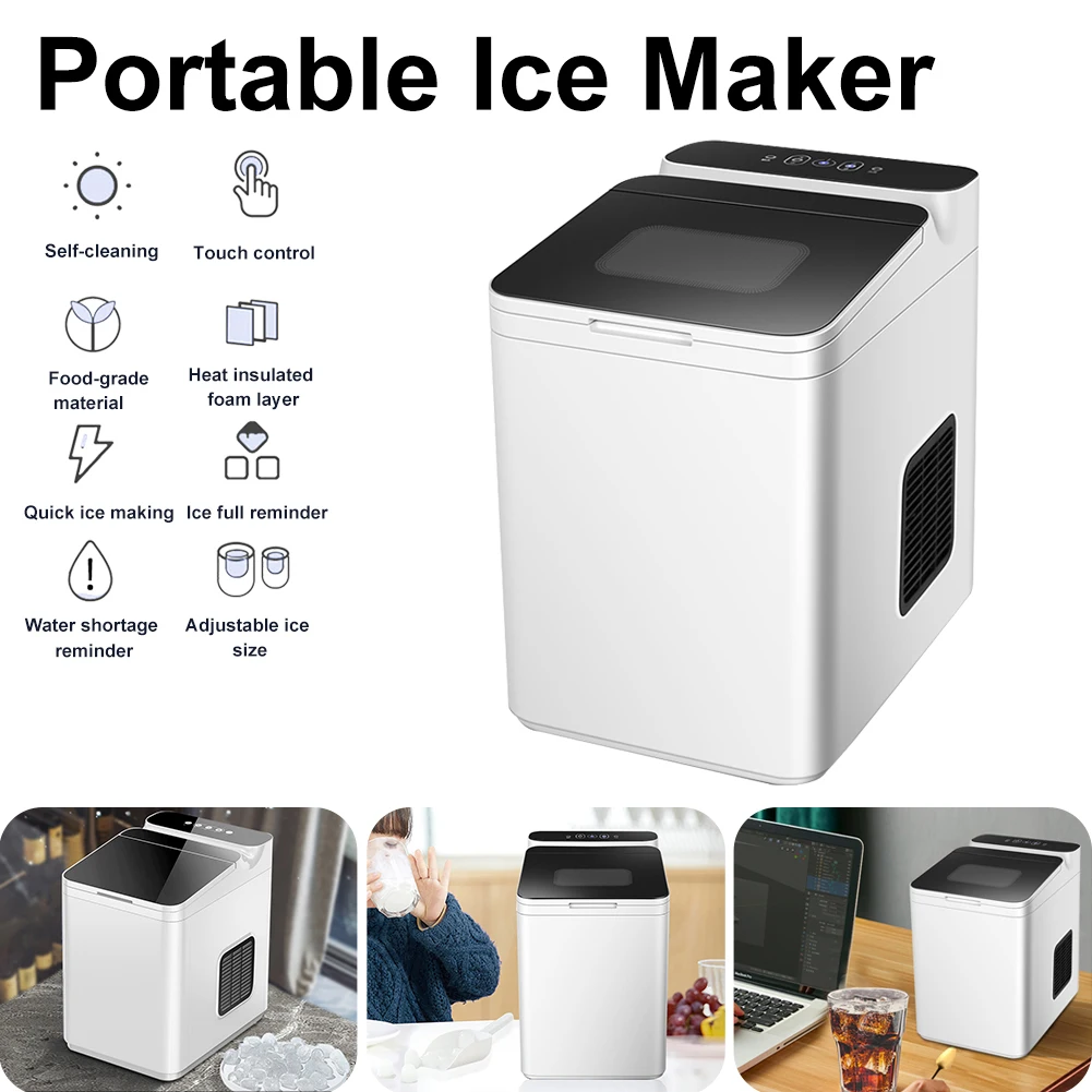 

Electric Ice Maker Countertop Ice Cube Making Machine 10-12KG/24H Automatic Bullet-Shaped Ice Maker For Home Office