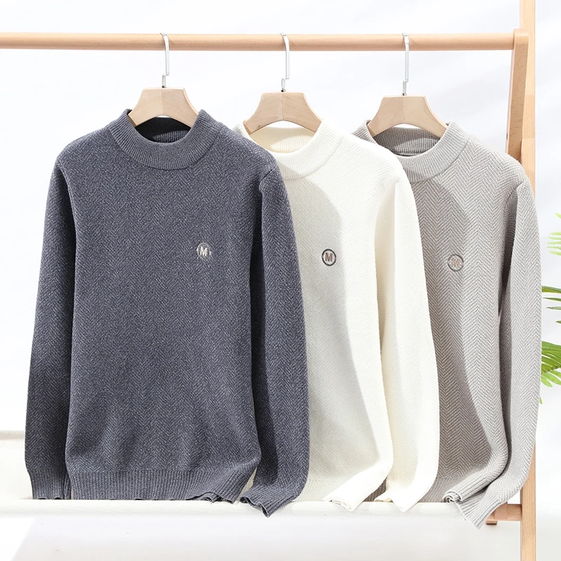 

Новинка Осень-зима 2023, модный мужской трендовый кашемировый свитер, мужские повседневные толстые теплые вязаные свитера, высококачественный пуловер, мужская одежда