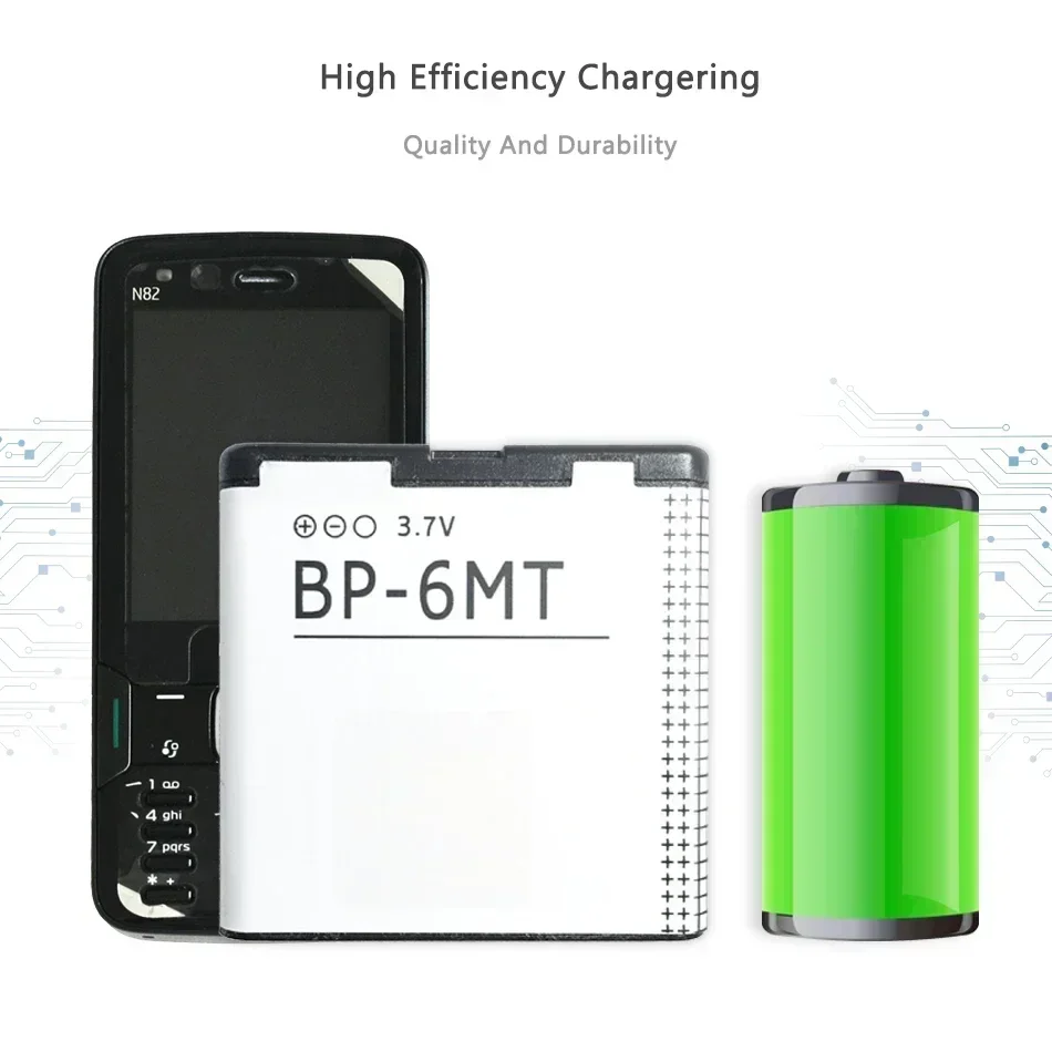 Rechargeable Mobile Phone Batteries BP-6MT 1050mAh For Nokia N81 N82 N81-8G E51 E51i 6720 6720C Cell Portable Battery