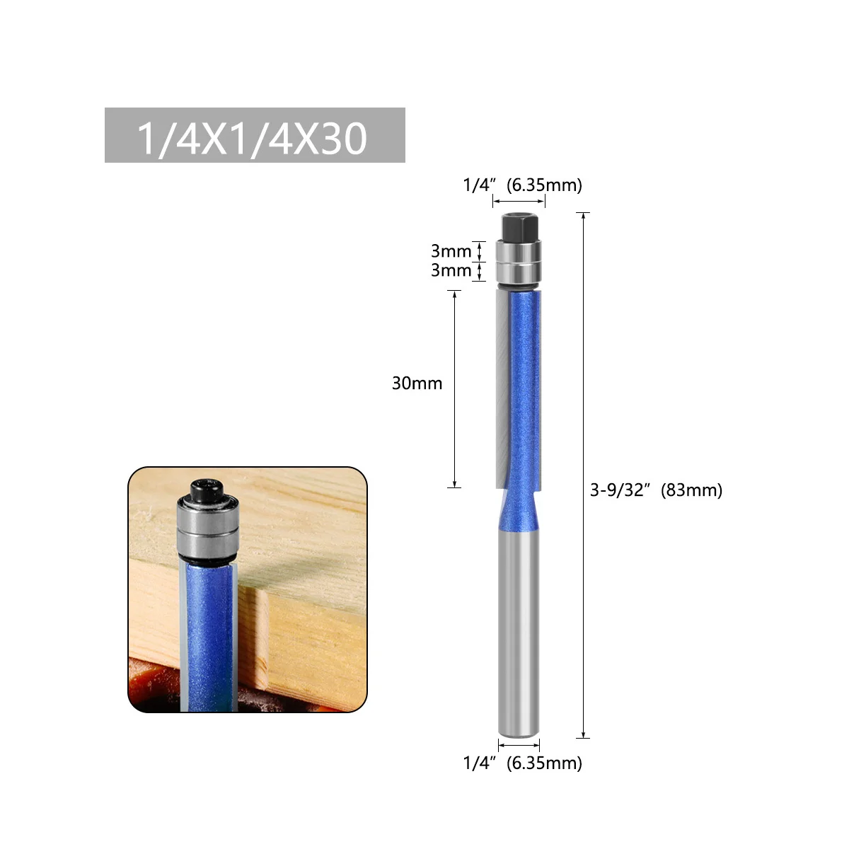 

4Pcs 6.35mm High-Quality Milling Cutter Flush Trim with Bearing Router Bit Set for Woodworking