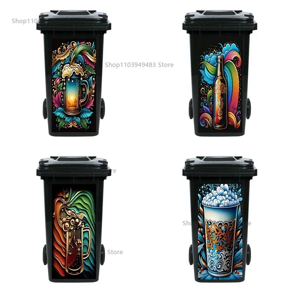 Цветной рисунок пивная чашка уличный мусорный бак художественная декоративная
