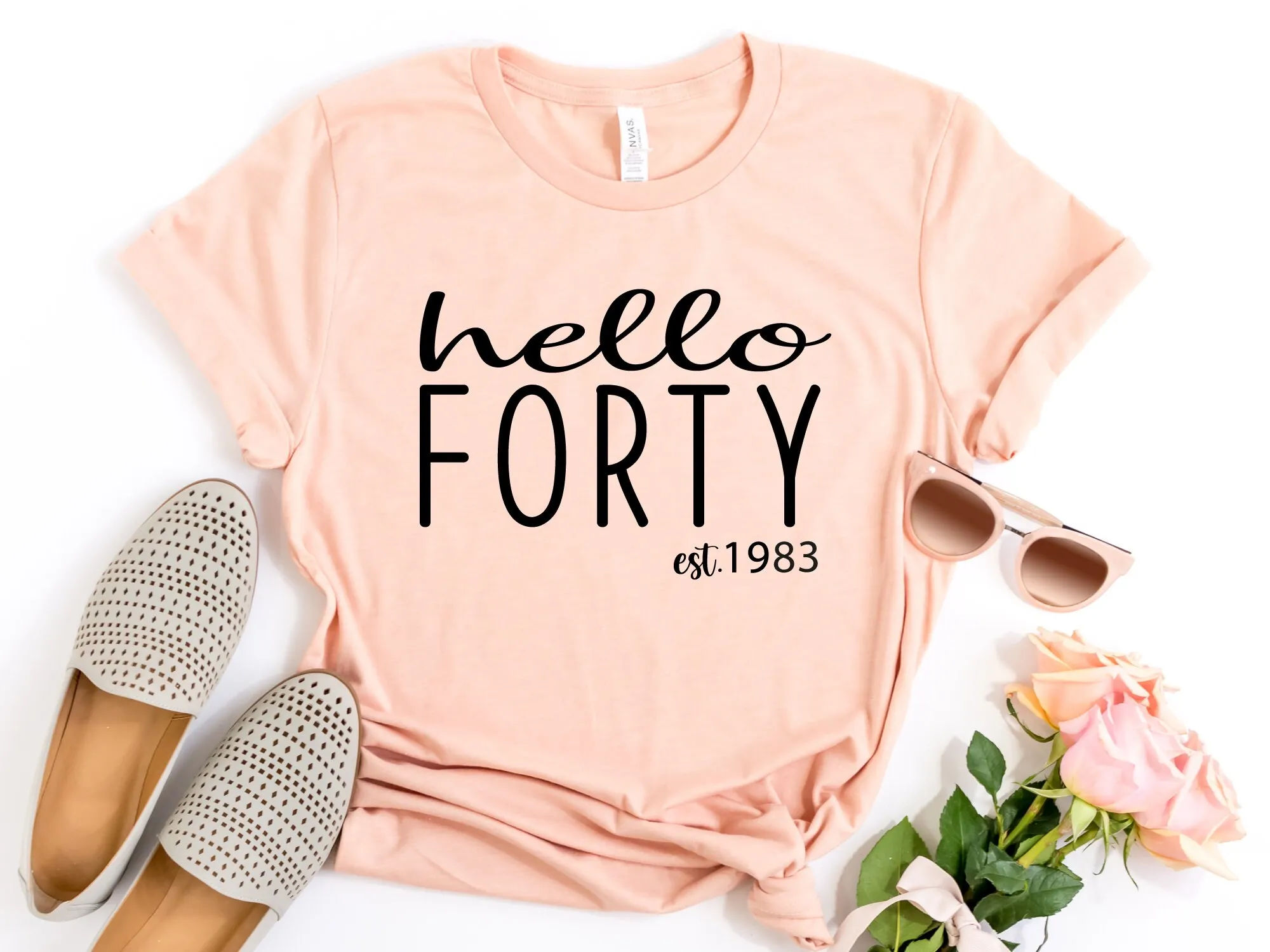 Hello Forty T Shirt 40Th Birthday Party Est 1983 Fortieth
