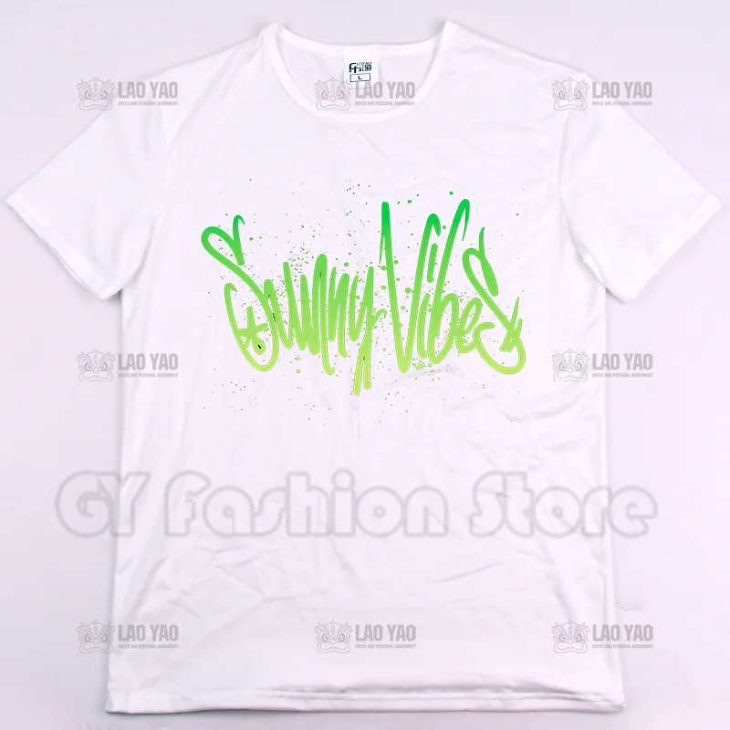 Лидер продаж летняя футболка SUNNY VIBES с принтом уличная одежда унисекс модные топы