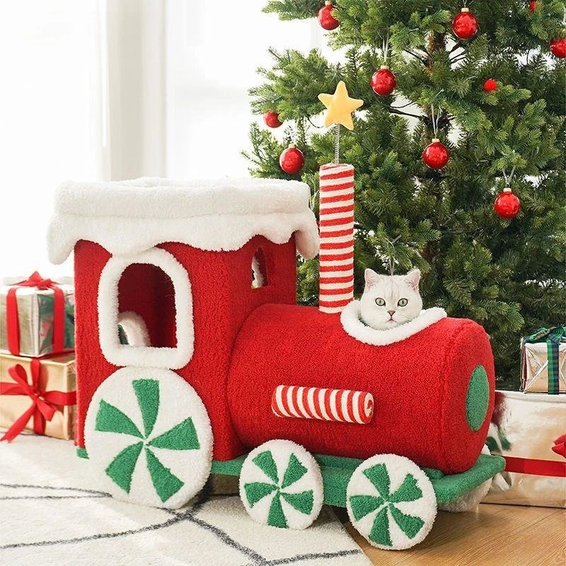 Cat Nest Integrated Pet Winter Warm And Durable 2-in-1 Cat Toy Christmas Cat Bed