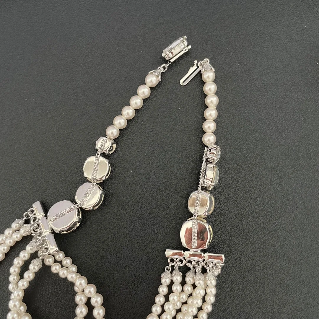 Новое многослойное жемчужное хрустальное ожерелье неправильной формы с