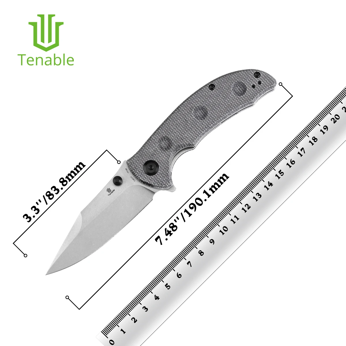 Складные ножи Tenable Rei T1061A3 3 дюйма Stonewashed 14C28N + черная Микарта с крапкой и