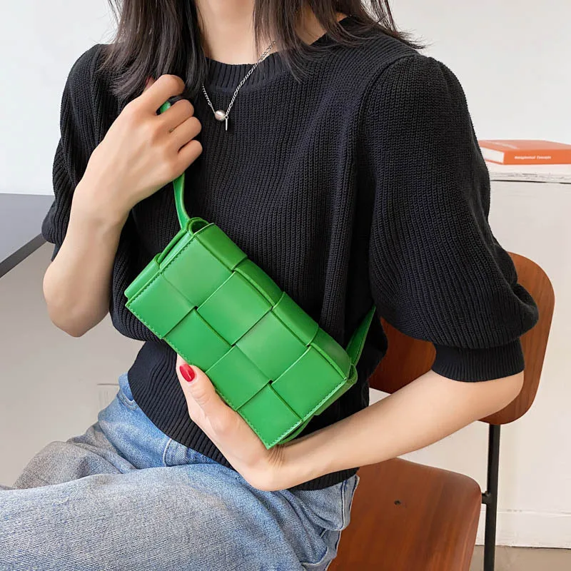 

2021 Fashion Vintage Square Kiwi Green Armpit Bag High Quality PU Leather Women Designer Handbag Travel Shoulder Messenger Bag