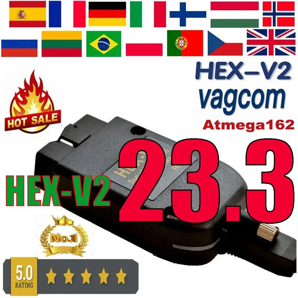

2023 Newest Multilingual Unlimits Update 23.3 VAG COM Scanner Cable Diagnostic Cable Autocom OBD2 HEX V2 VAGCOM Scanner OBD Tool