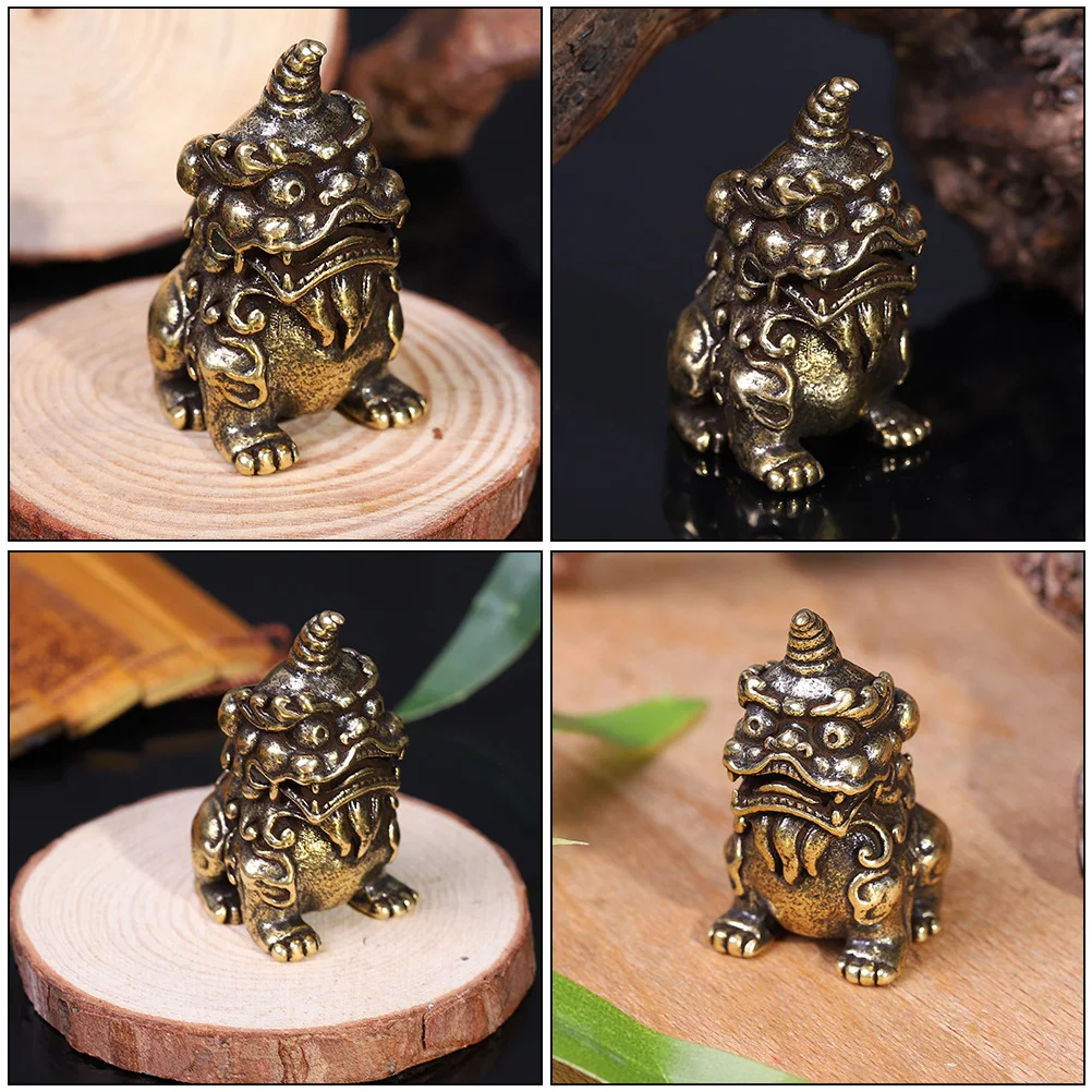 Бронзовые безделушки классическое украшение орнамент Kylin статуя в форме льва