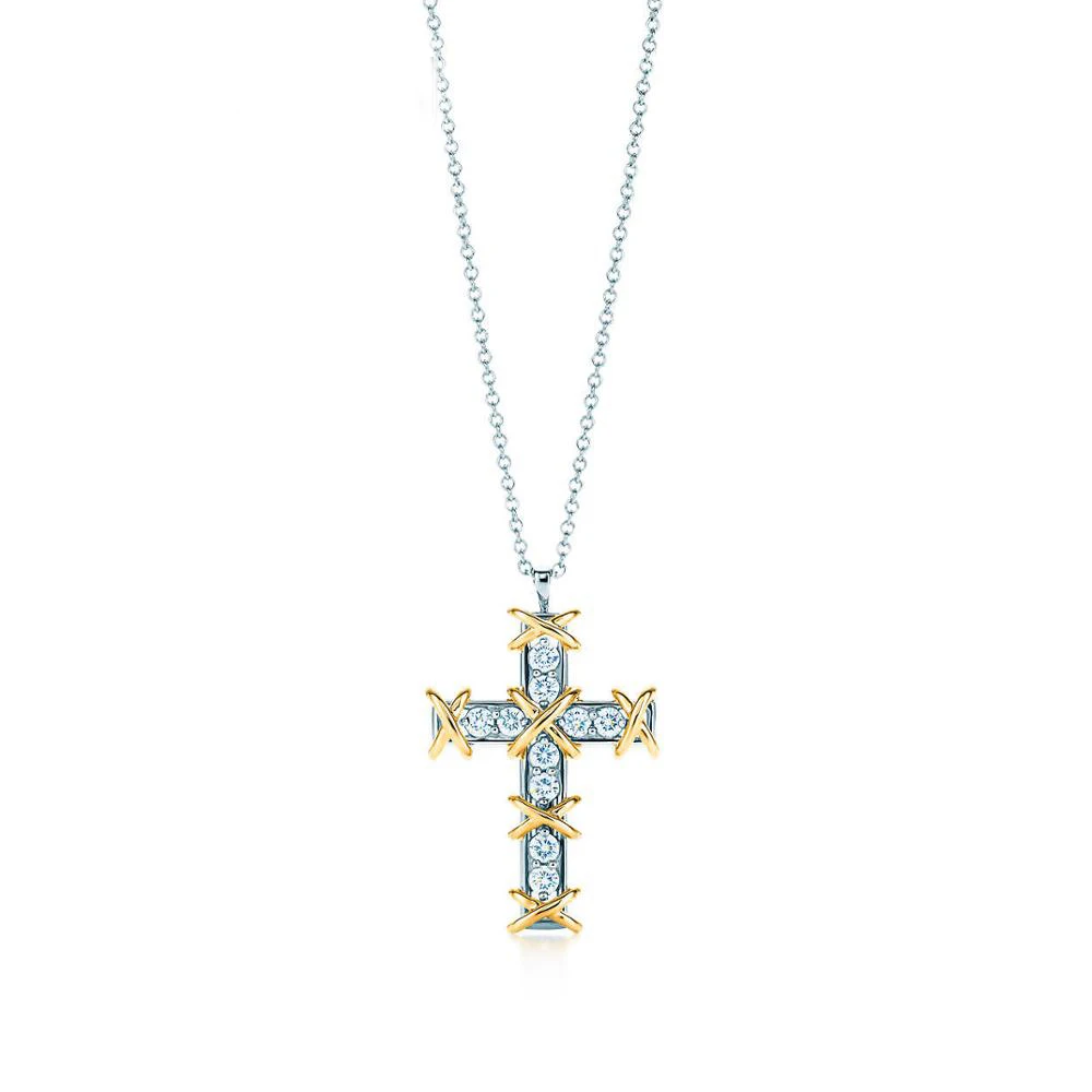 

Tif High Quality 100% S925 Sterling Silver Brand New Braided Protection Zircon Cross Pendant Necklace Lady Charm Clavicle Chain