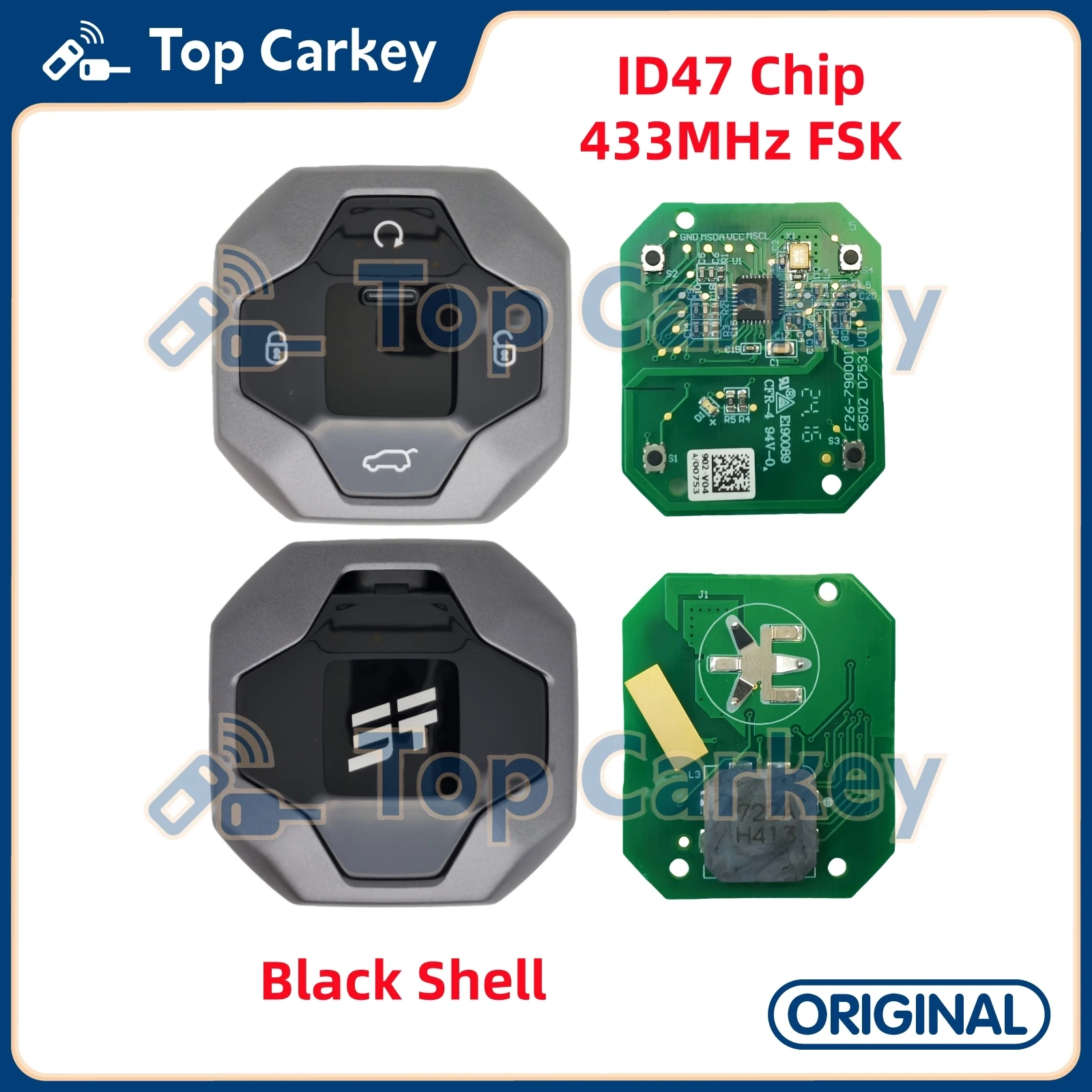 

Оригинальный умный дистанционный ключ TopCarkey ID47 чип 433 МГц для Chery Jetour T2 T1 T3 TX Jetour Traveller