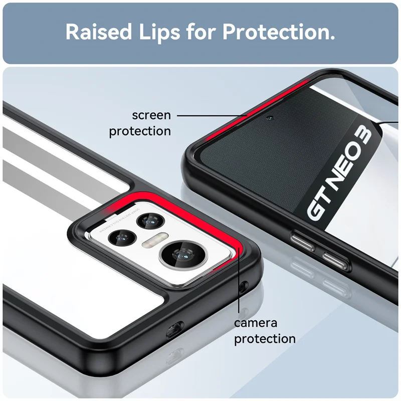 For Realme GT Neo3 Case Realme GT Neo3 Cover Coque Funda Hard Translucent Soft Frame Shockproof Clear Phone Capa Realme GT Neo3