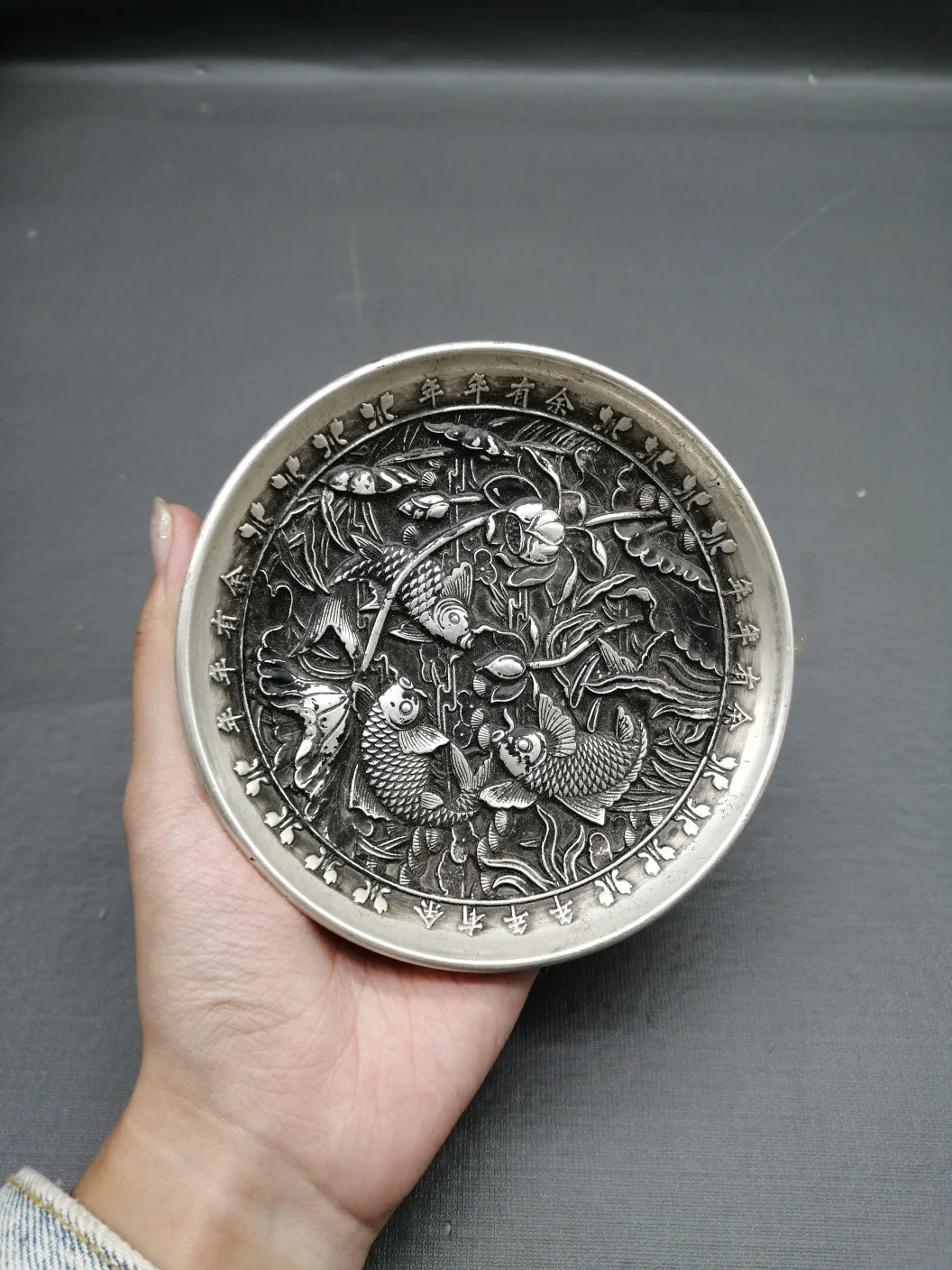 

Lotus Fish Pure Copper Decorative Plate Fine Workmanship Home Handicrafts Furnishings Antique Collection