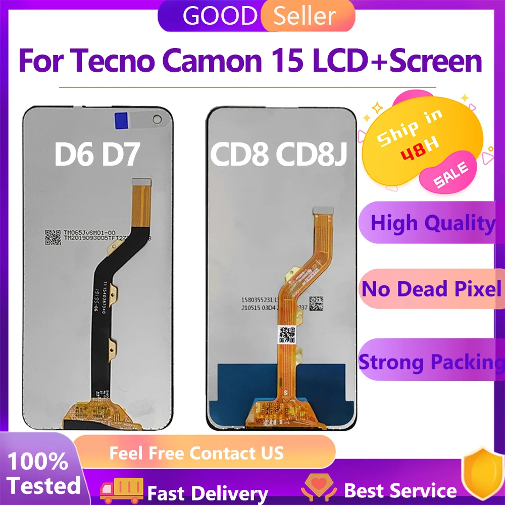 ЖК-дисплей для Tecno Camon 15 CD7, сенсорный экран в сборе для Tecno Camon15 Air CD6 Camon 15 Premier CD8j