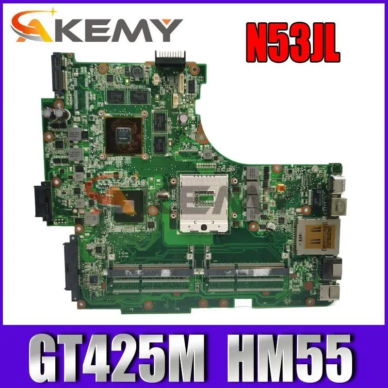 

Материнская плата для ноутбука ASUS N53JG, N53JL, N53JF, N53JG, N53JQ, N53J, N53, GT425M, 2 Гб, материнская плата для ноутбука REV.2.3, HM55, протестирована