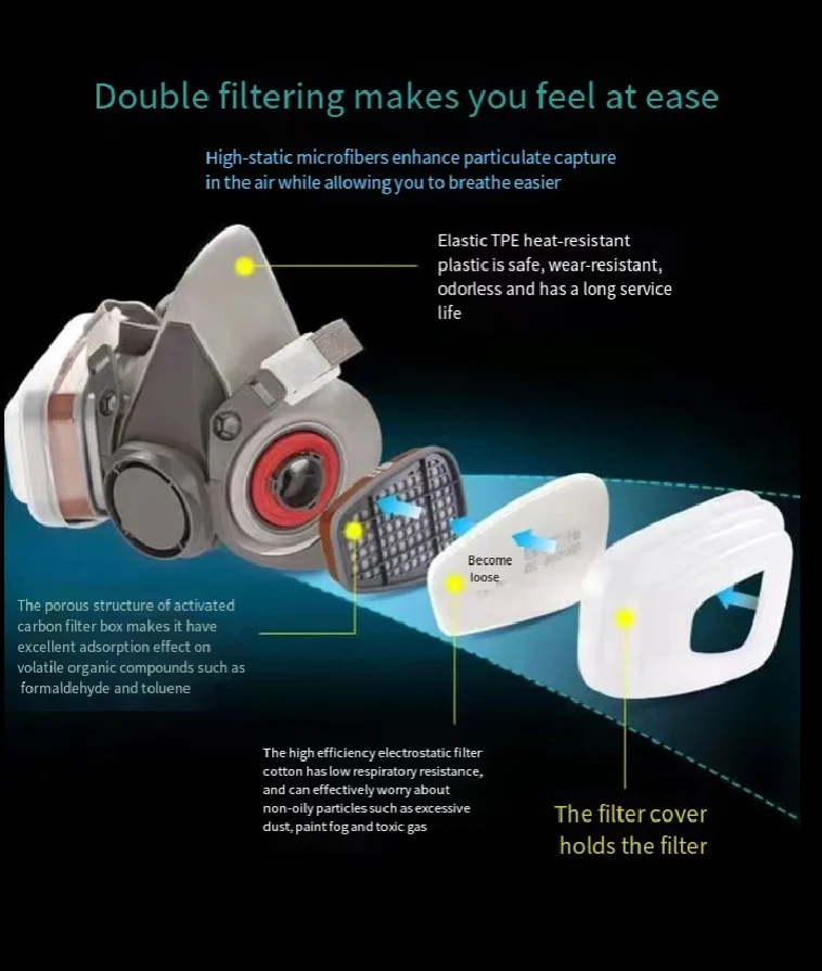 Полумаска-респиратор 6200 Для Защиты От Пыли И Газа Промышленное Распыление Краски