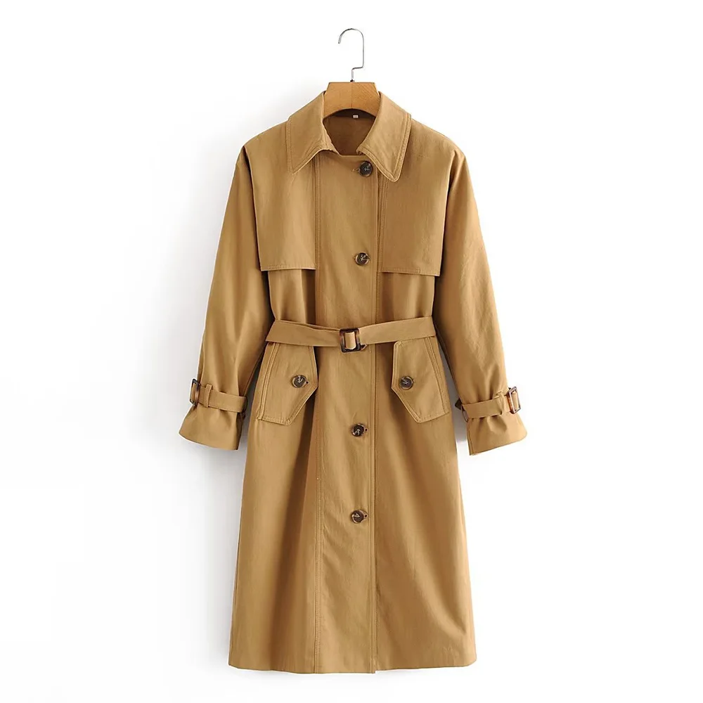 

DiYiG Women's 2022 New Fashion Autumn And Winter Trench Coat With A Belt Loose Casual Single Breasted Khaki Overcoat Female