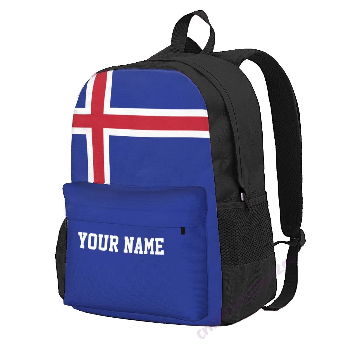 

Custom Name Iceland Flag Polyester Backpack For Men Women Travel Bag Casual Students Hiking Travel Camping