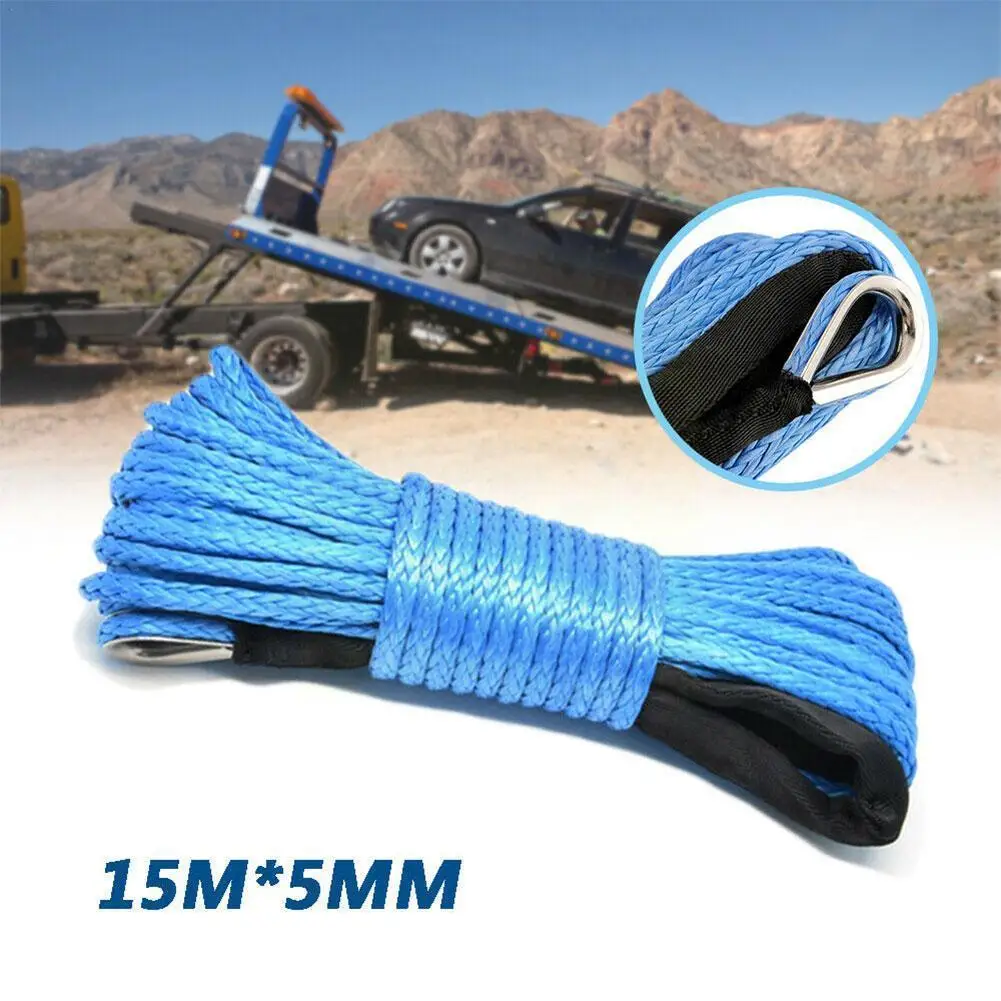 

7700/10000/12000 Lb 2.5t Electric Winch Rope Nylon Rope Strength Car Strap With Hook High Atv Rope 6mmx15m Rope Tow Towing W8q2