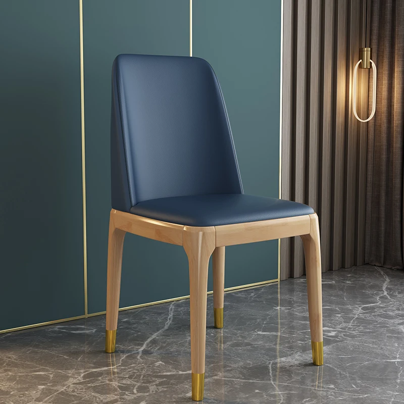 

Leather Wood Dining Chairs Modern Cushions Minimalist Office Ergonomic Chair Restaurant Living Room Soft Cadeira Home Furniture