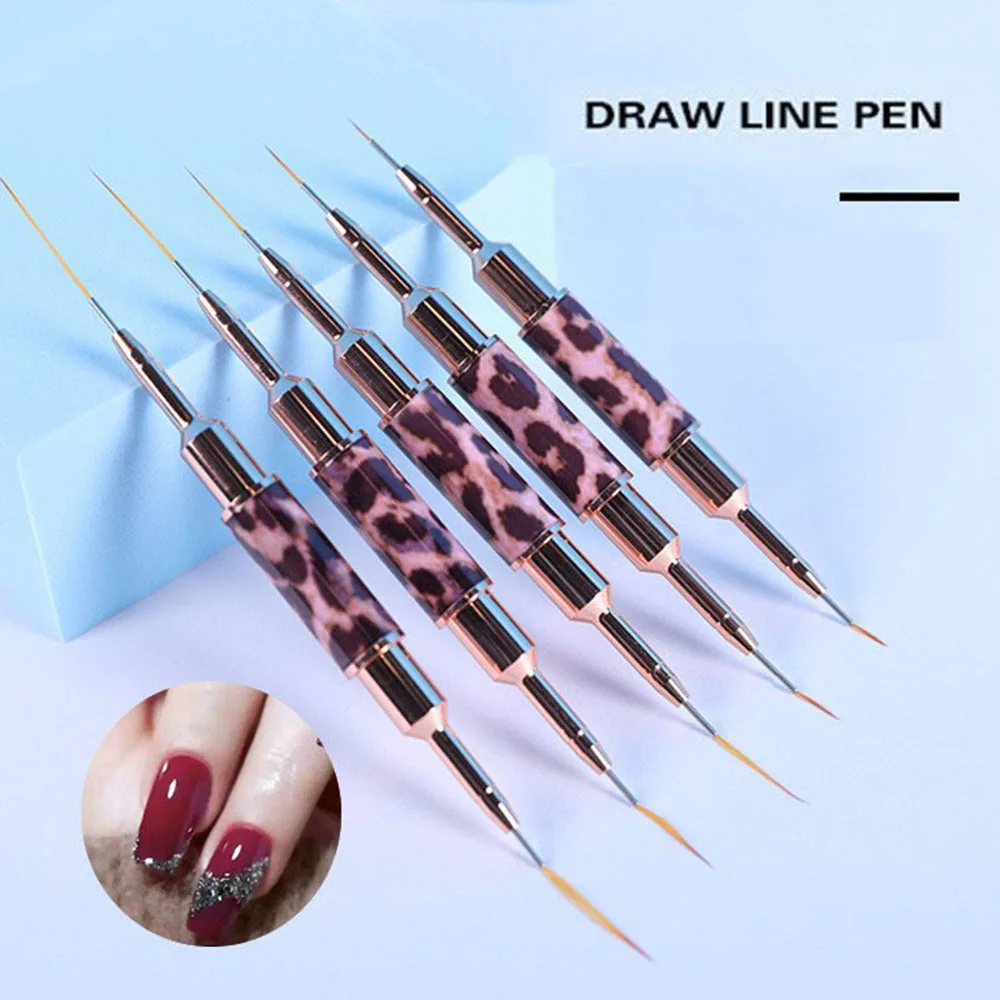 

Nail Art Liner Brushes Double Head Leopard Print Acrylic French Stripe Drawing Painting Pen Gel Polish Nail Art Manicure Tools