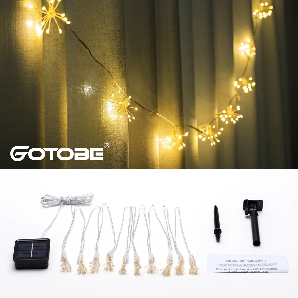 Светодиодная лампа-гирлянда на солнечной батарее для украшения сада
