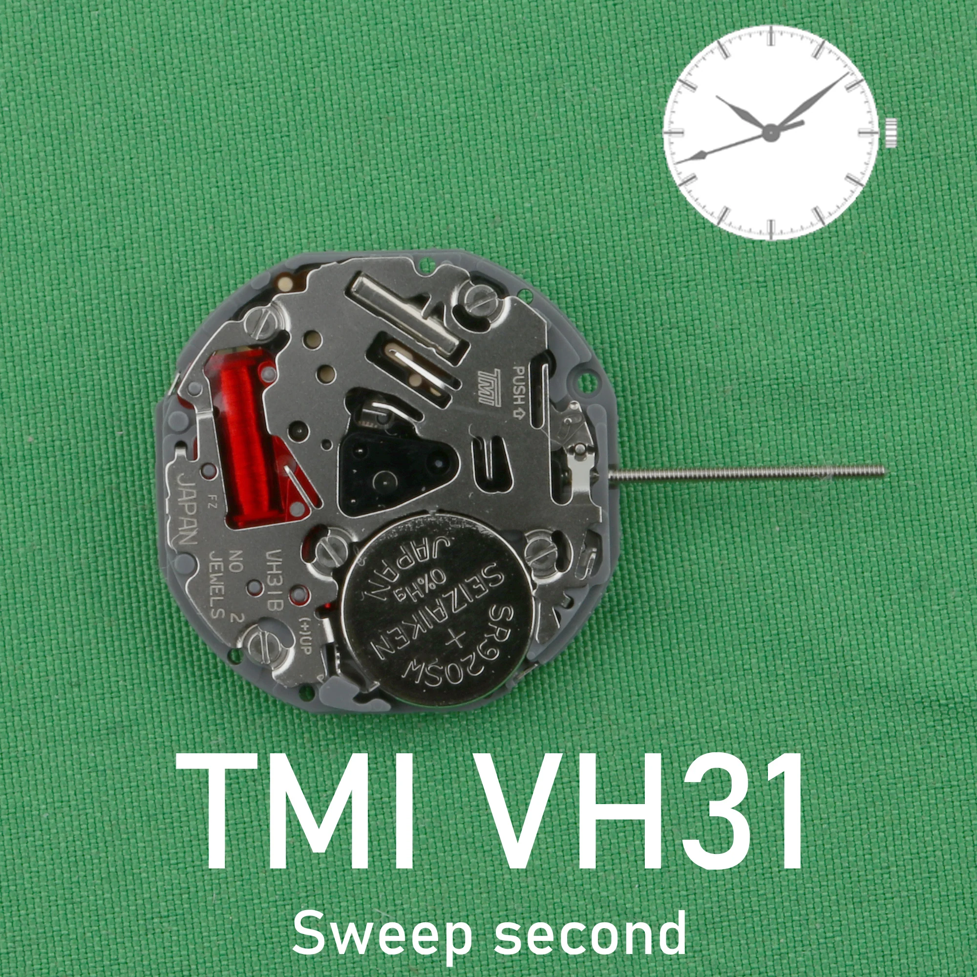 Фото Механизм TMI VH31, новый японский механизм VH31, оригинальный механизм SII/TMI VH31, 3-стрелочный механизм, секунда развертки №1