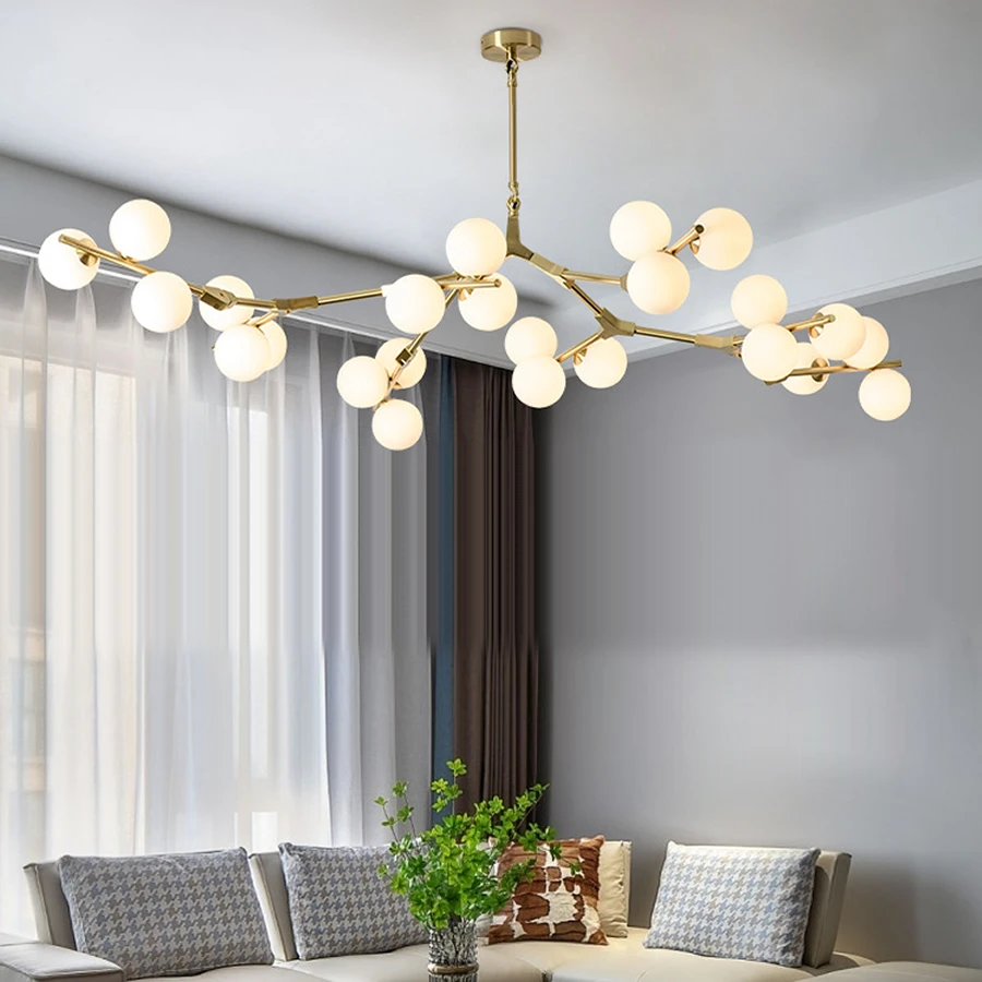 

Nordic Glass Balls Ceiling Chandelier Lustre Scandinavian Style Hanging Pendant Lights Living Decoration Dining Room Bedroom