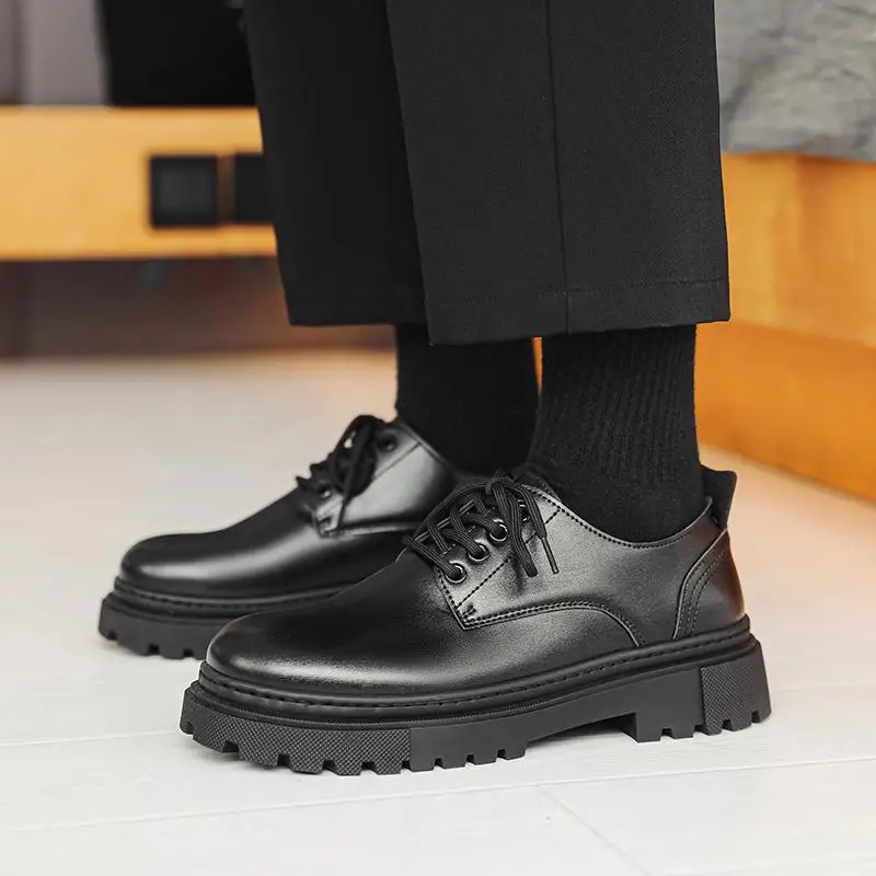 

Suit Leather Shoes Men's Autumn Business Suit Big Head Shoes Men's British Style Casual Low-Cut Workwear Martin Boots