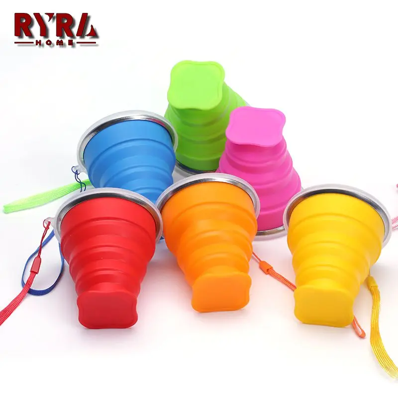 

Новинка, 200 мл, модная дорожная силиконовая Выдвижная складная чашка, наружная телескопическая складная чашка для воды, новая акция JS